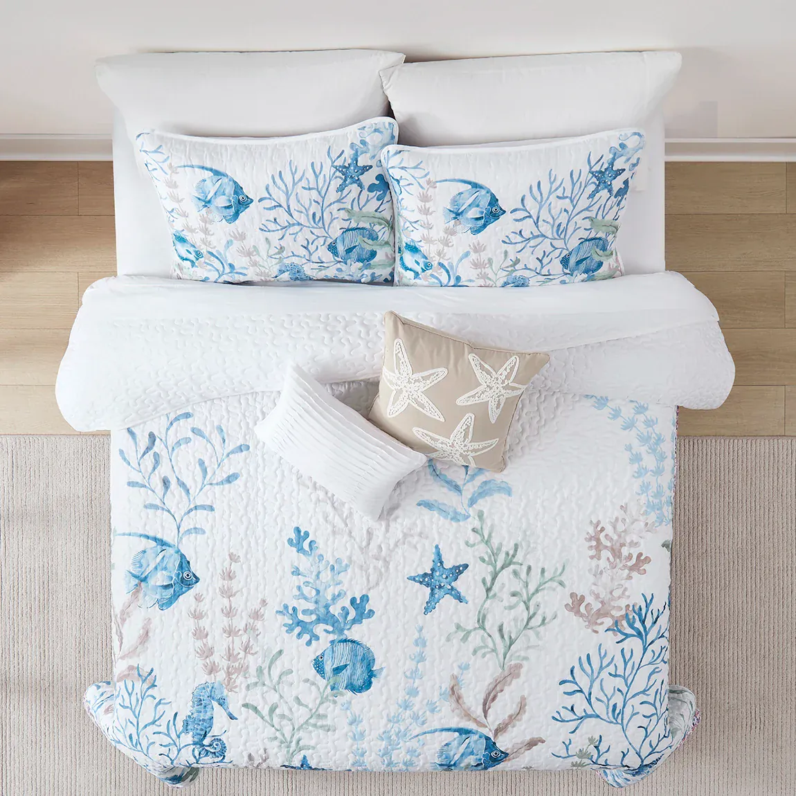 Oceana Watercolor Sea Life Quilt Set - Image 11