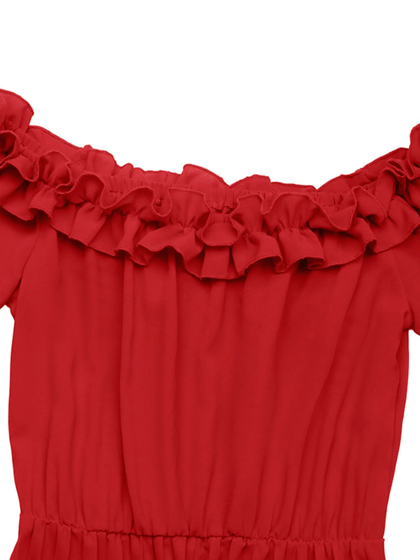 Off-Shoulder Ruffle Pleated Midi Dress - Image 6