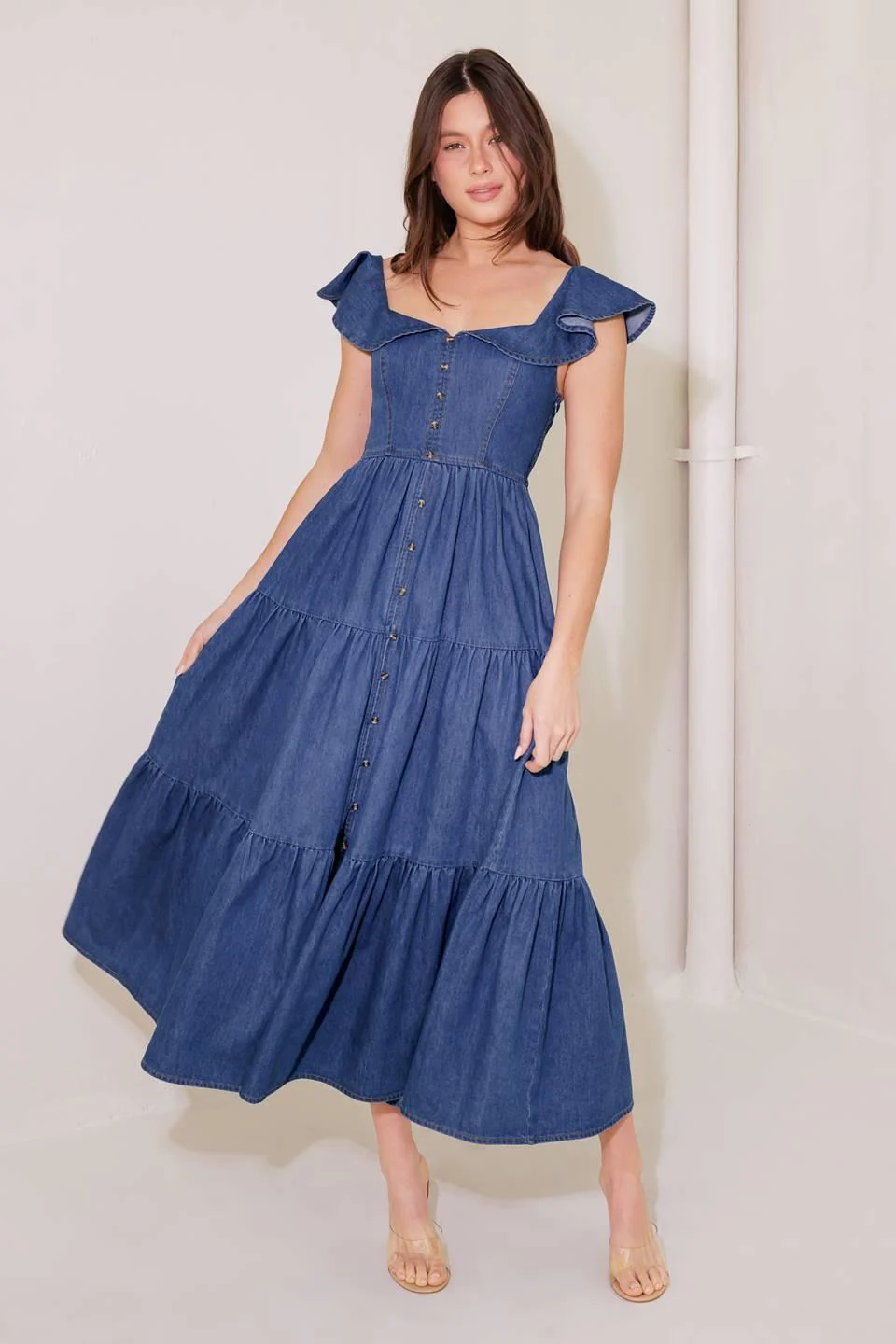 Once Upon a Time Denim Blue Midi Dress - Image 4