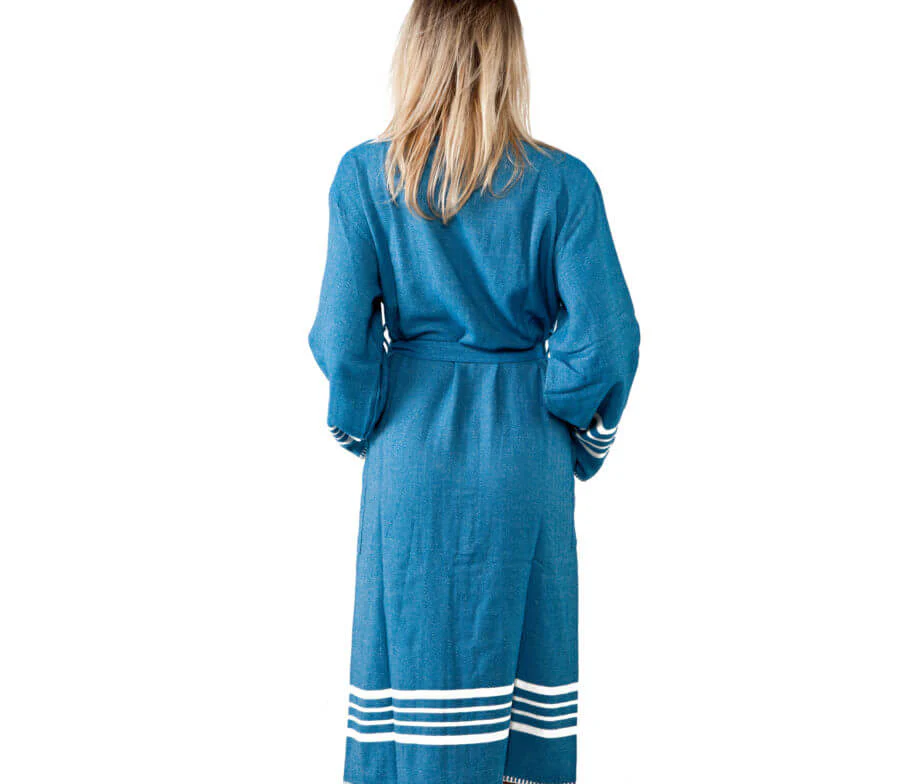 Organic Turkish Cotton Kimono Bathrobe – Lightweight Spa & Home Robe - Image 14