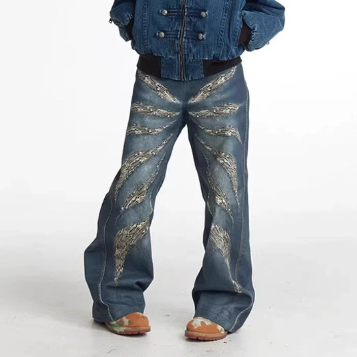 Original Digital 3D Full Printed Leopard Print Loose Jeans - Image 6