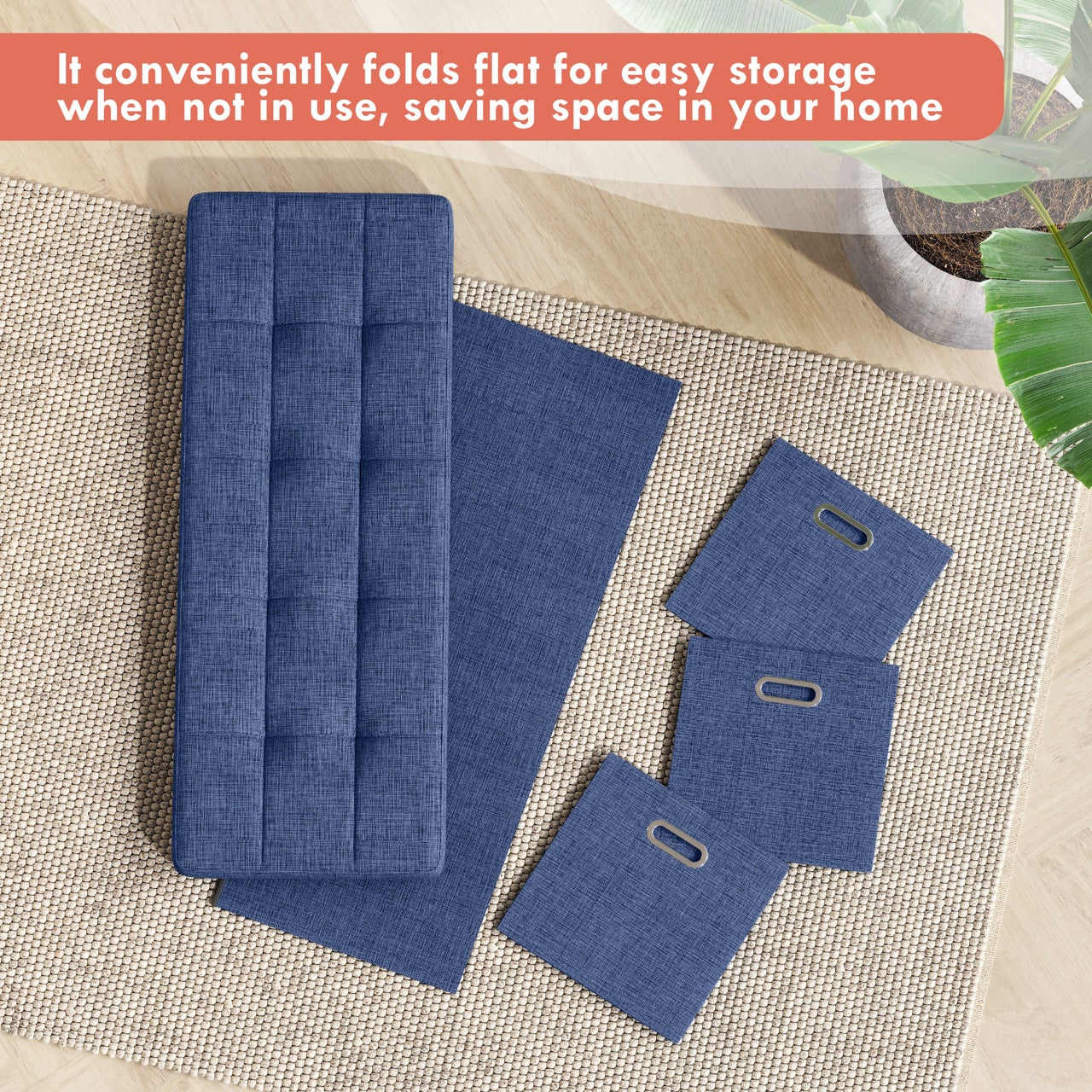 Ornavo Home Collapsible Large Storage Bench Ottoman with Drawers, Perfect for Living Room, Bedroom and Entryway - Image 17