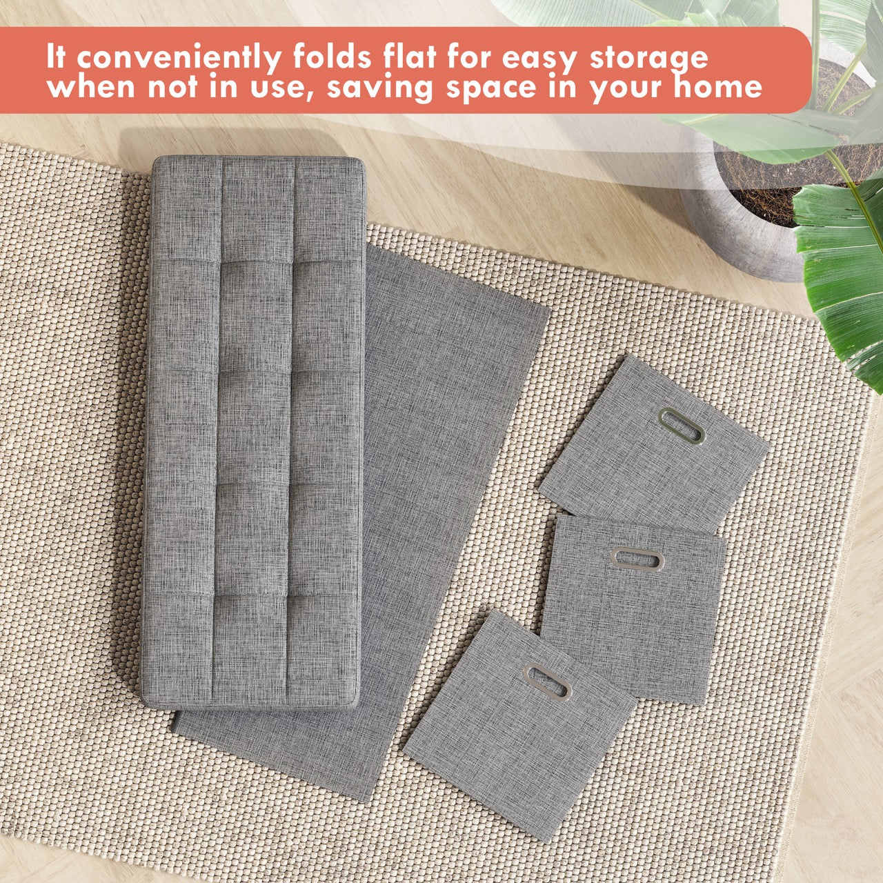 Ornavo Home Collapsible Large Storage Bench Ottoman with Drawers, Perfect for Living Room, Bedroom and Entryway - Image 22
