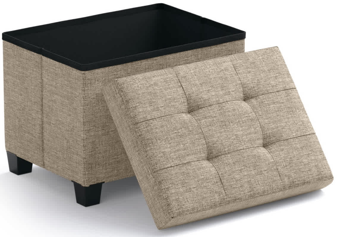 Ornavo Home Collapsible Rectangle Small Storage Ottoman with Legs - Image 21