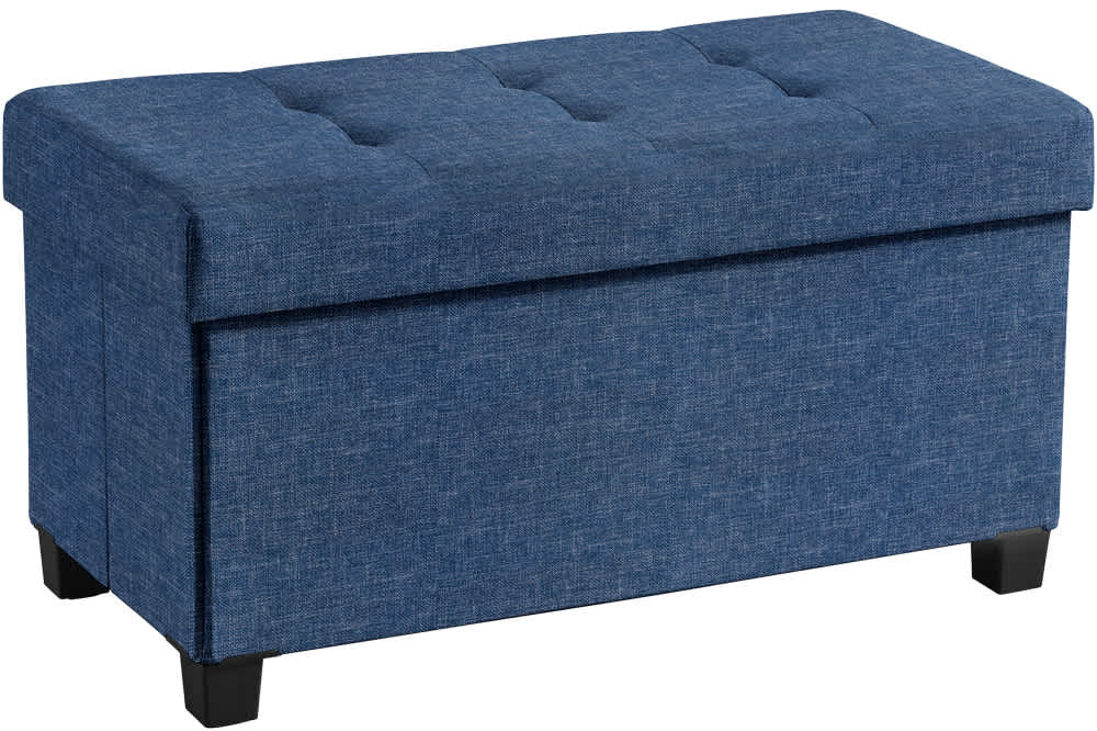 Ornavo Home Foldable Tufted Linen Bench Storage Ottoman with Legs for Bedroom, Entryway and Living Room - Image 25