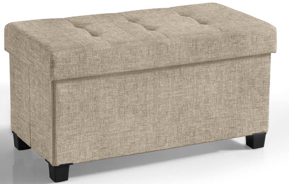 Ornavo Home Foldable Tufted Linen Bench Storage Ottoman with Legs for Bedroom, Entryway and Living Room - Image 31
