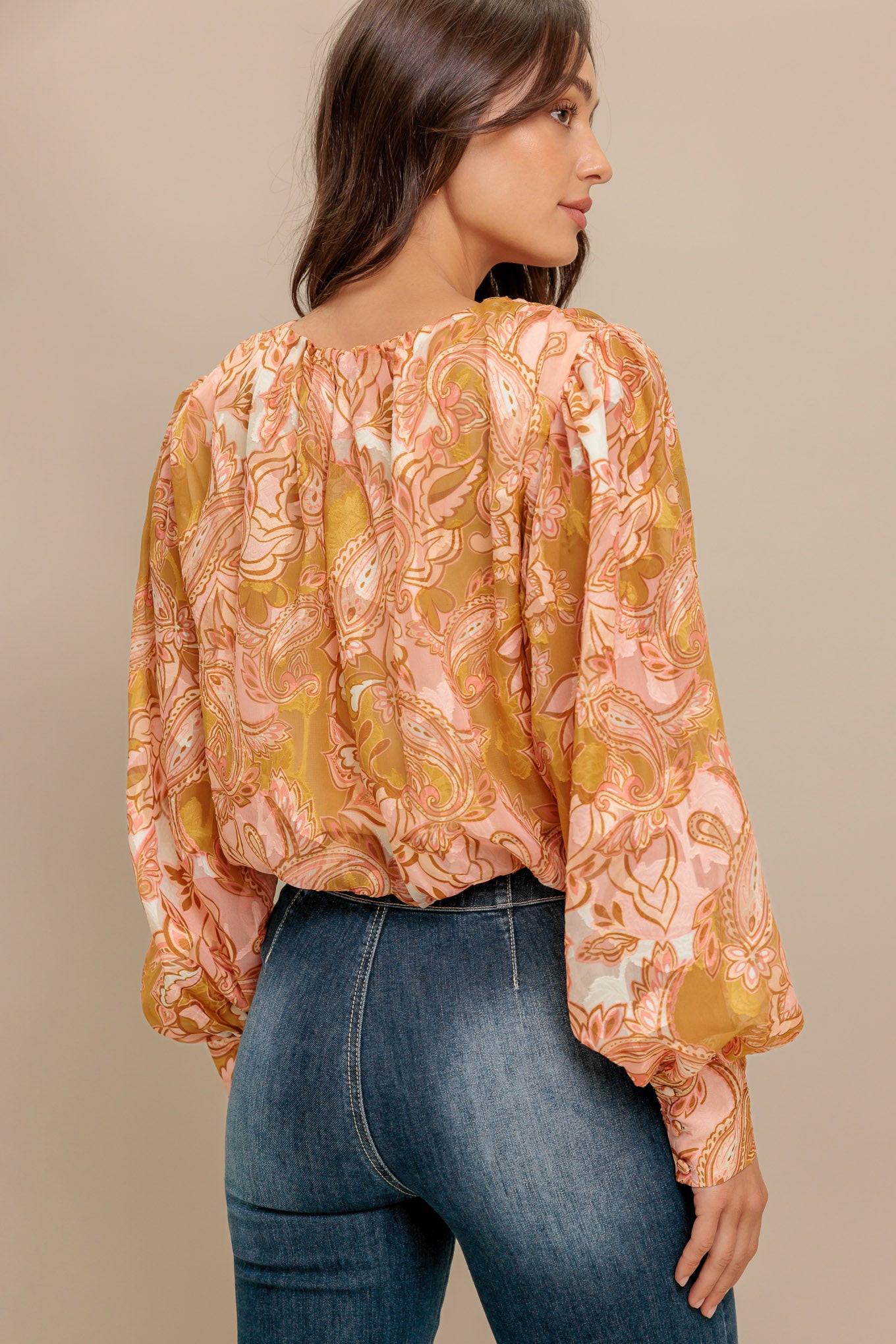 Paisley Breeze  Woven Jacquard Top - Image 3