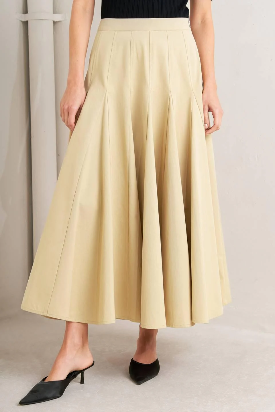 Pale Frame Woven Taupe Circle Skirt - Image 6