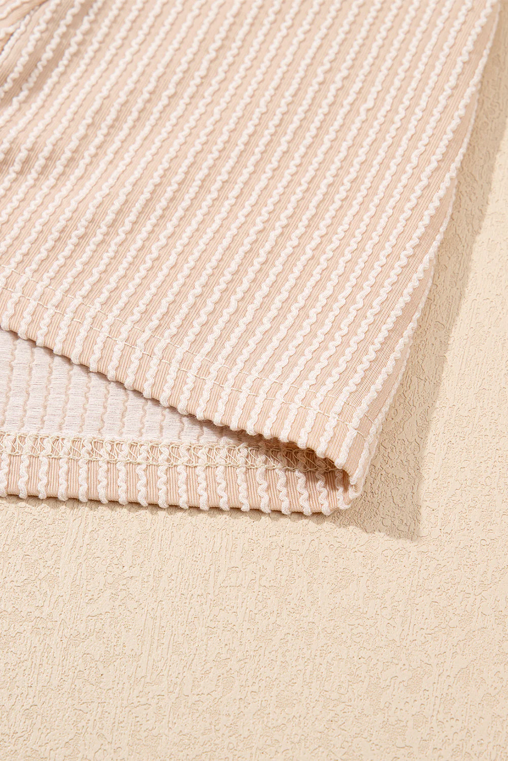 Parchment Corded Knit Crew Neck Puff Sleeve Shift Mini Dress - Image 7