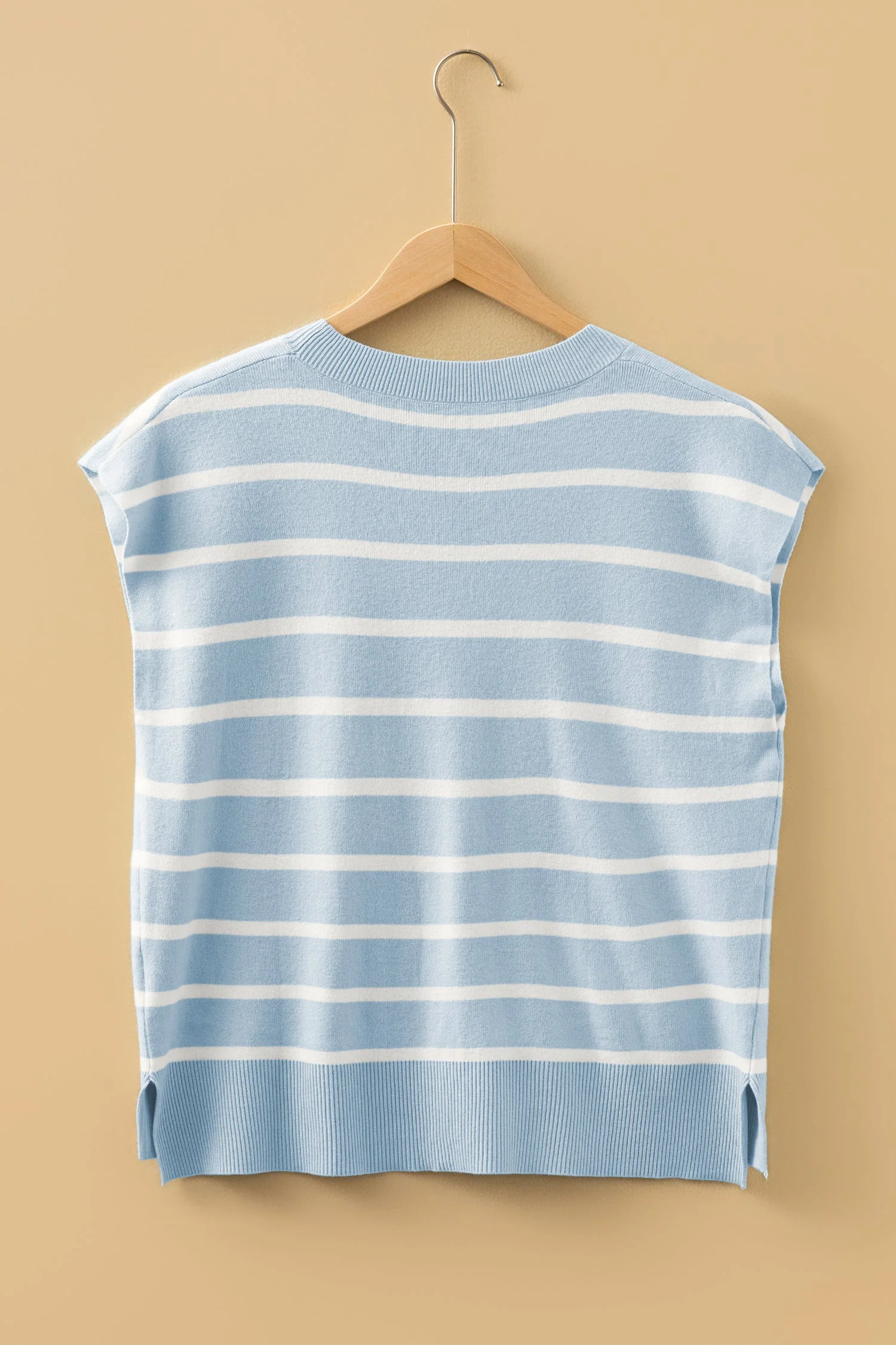 Parchment Side Slits Crewneck Short Sleeve Sweater Tee - Image 10
