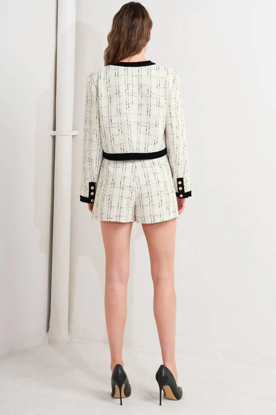 Paris Bound Woven Tweed Crop Jacket - Image 3