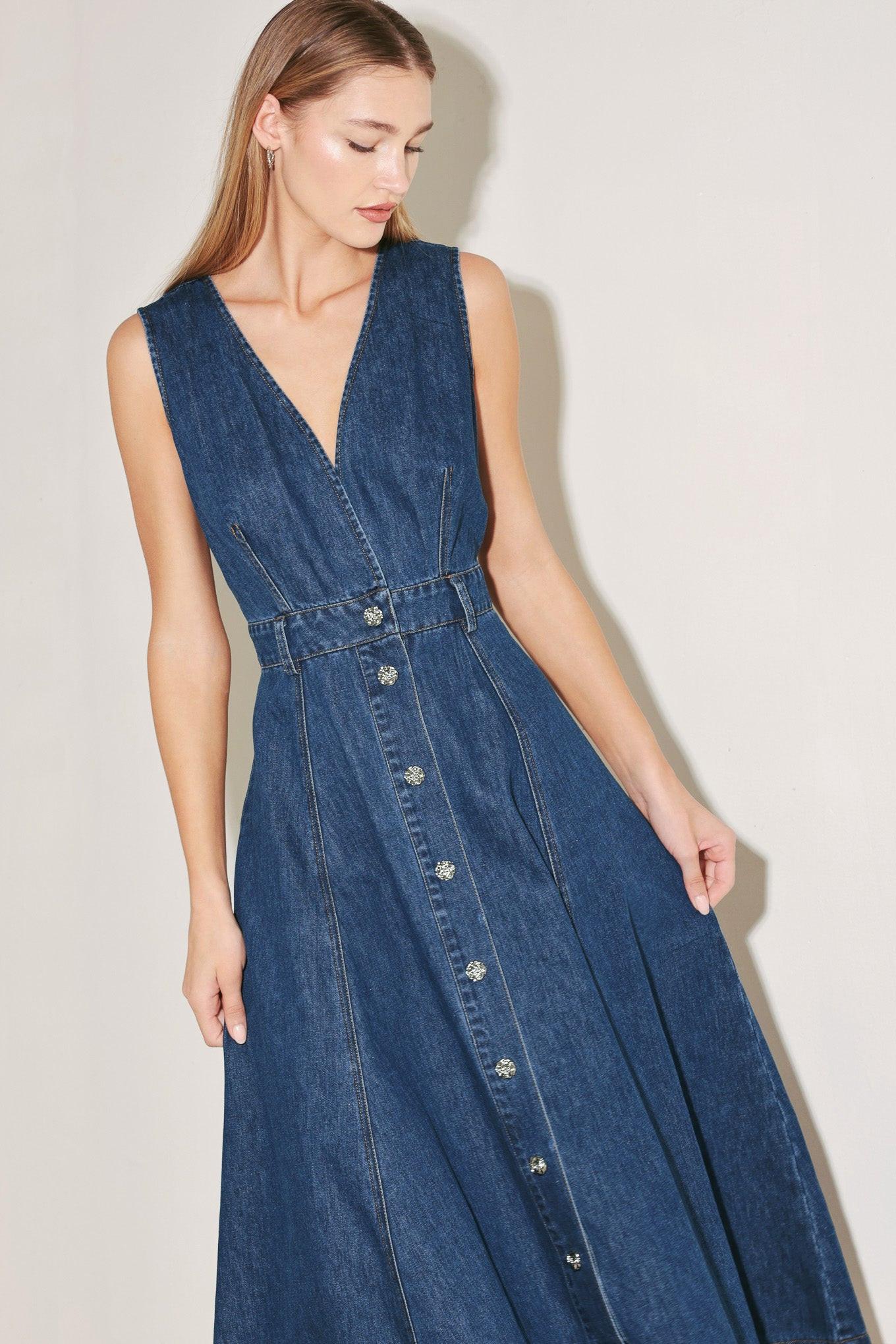 Paris in  Denim Midi Dress - Image 6