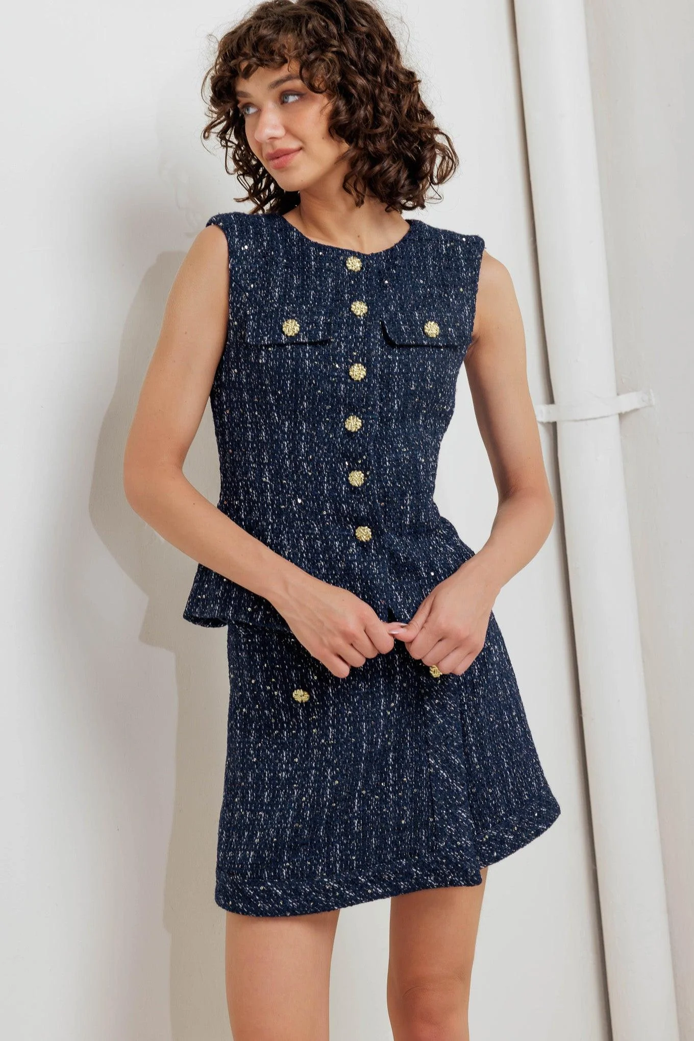Parisian Navy Tweed Skort - Image 2