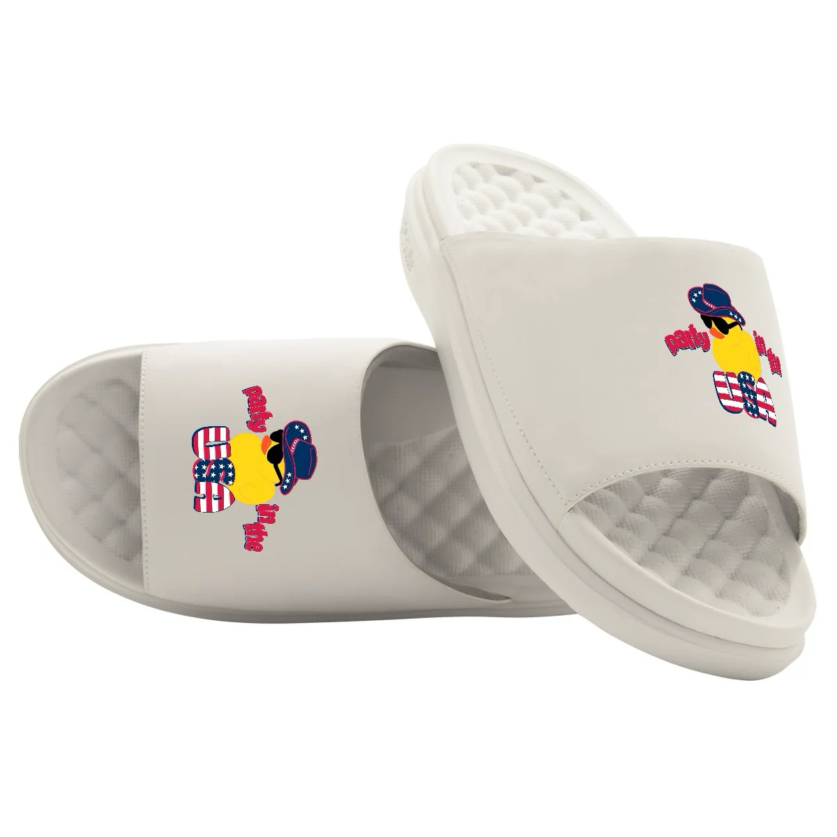 Party in the USA Rubber Duck Motive Slide Sandals - Image 4