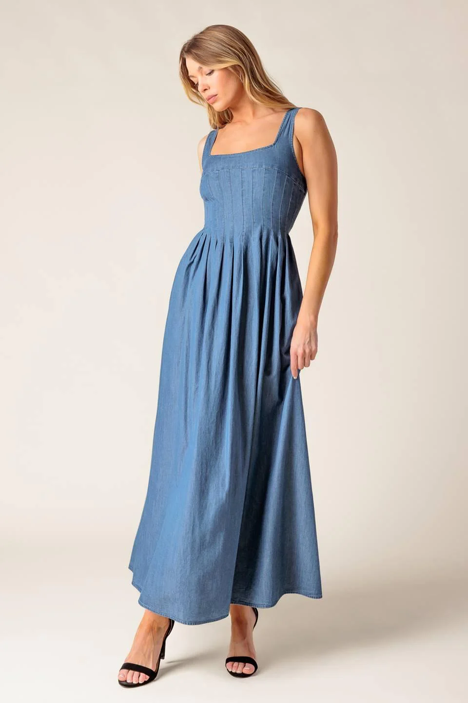 Passiflora Indigo Denim Midi Dress - Image 4
