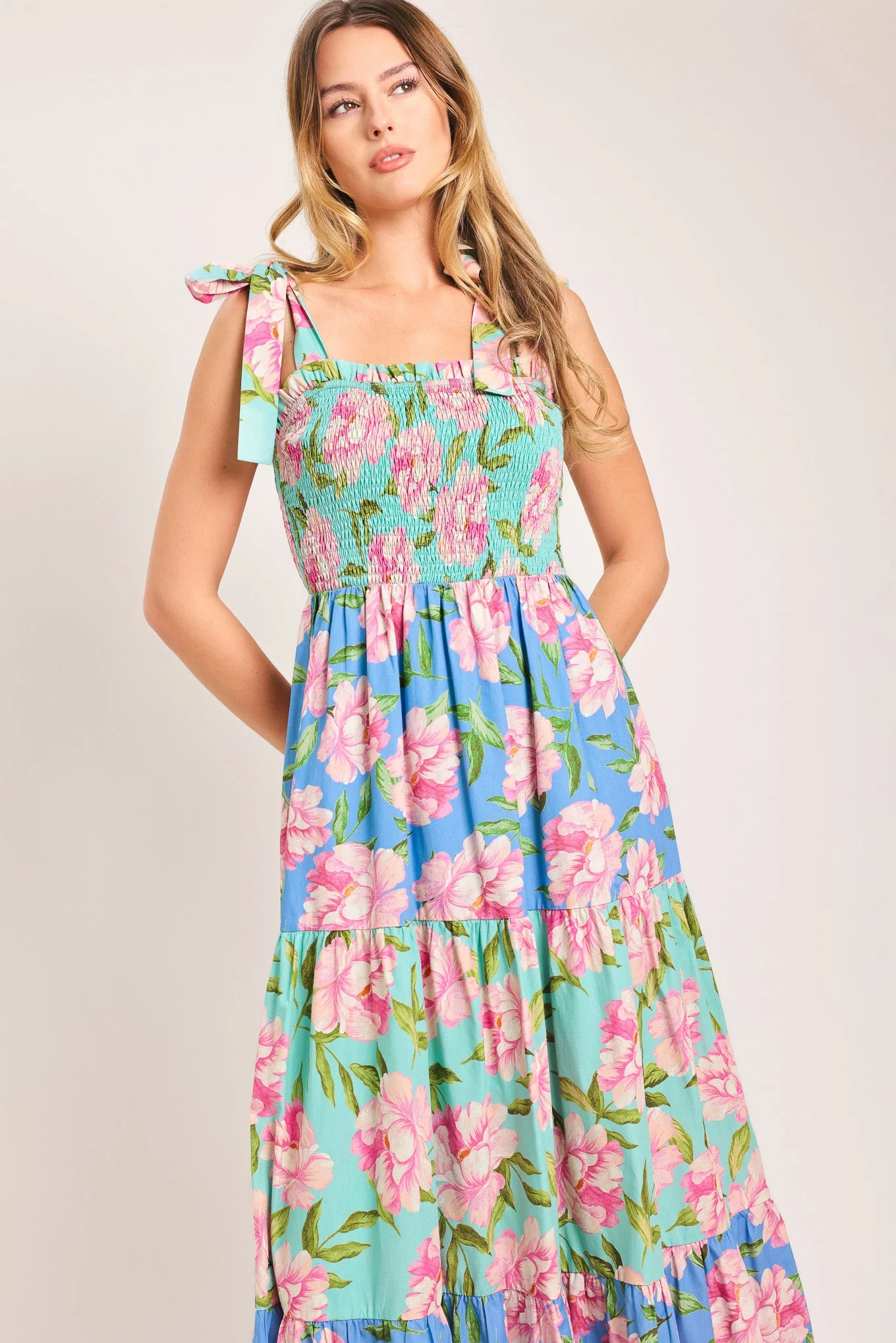 Pastel Glow Woven Maxi Dress - Image 4