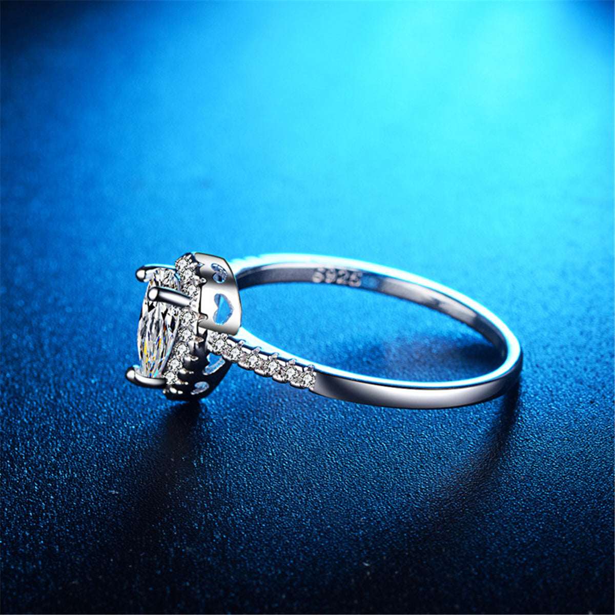 Pear-Cut Crystal & Silvertone Teardrop Ring - Image 5