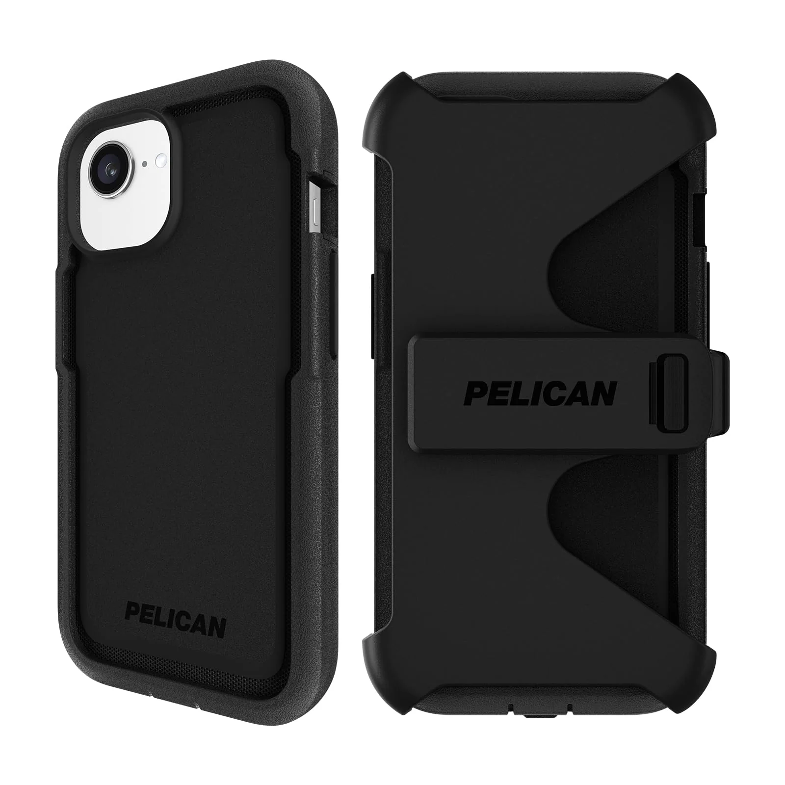 Pelican Voyager iPhone 16e (2025) / 15/14 / 13 Phone Case [Compatible with MagSafe] with 18ft Military-Grade Drop Protection - Heavy Duty Cover with Belt Clip Holster for iPhone 16e (2025) - Black