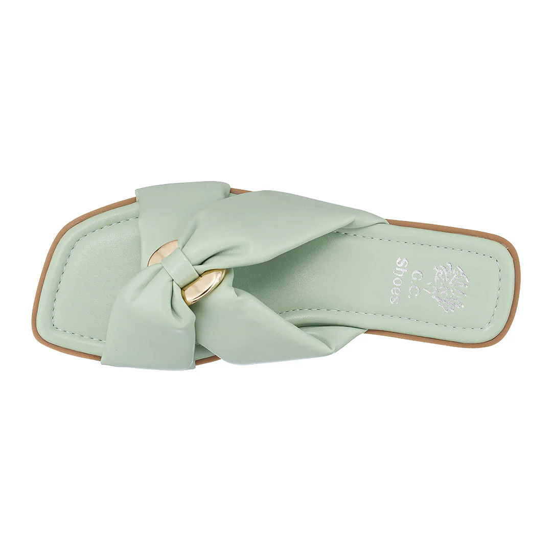 Perri Green Flat Sandals - Image 5