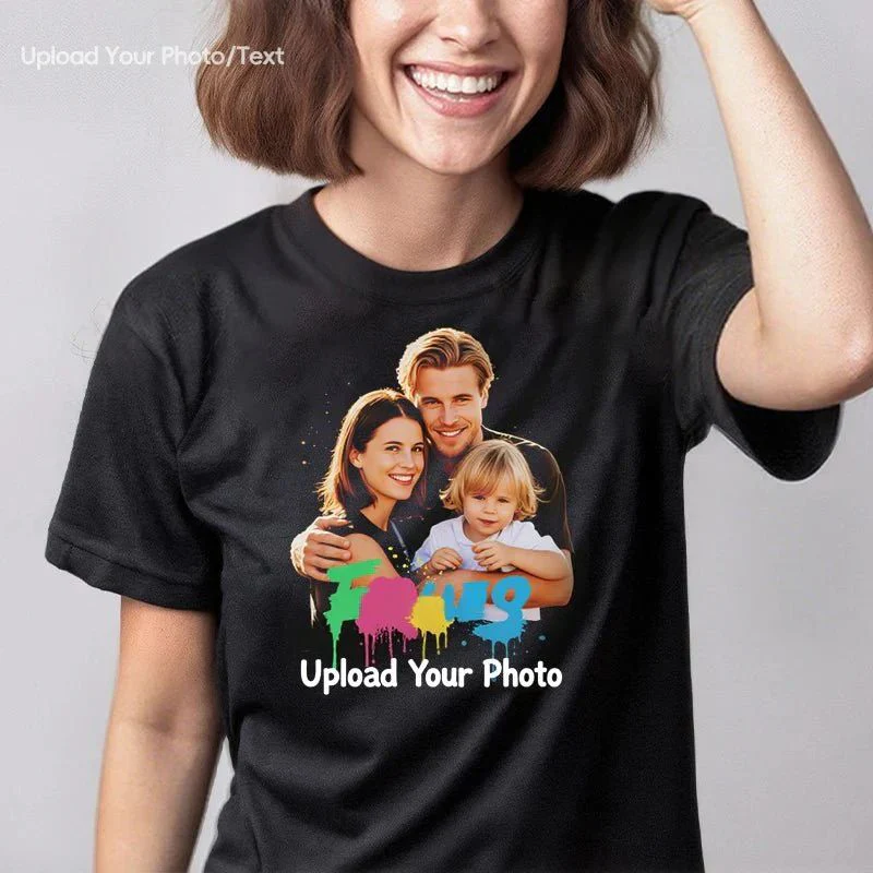 Personalized Photo T-Shirt Custom Design 230g Cotton Short Sleeve Photo Upload Wedding Men & Women All Sizes - (Must upload the image) - Image 30