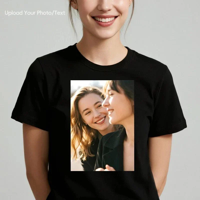 Personalized Photo T-Shirt Custom Design 230g Cotton Short Sleeve Photo Upload Wedding Men & Women All Sizes - (Must upload the image) - Image 72
