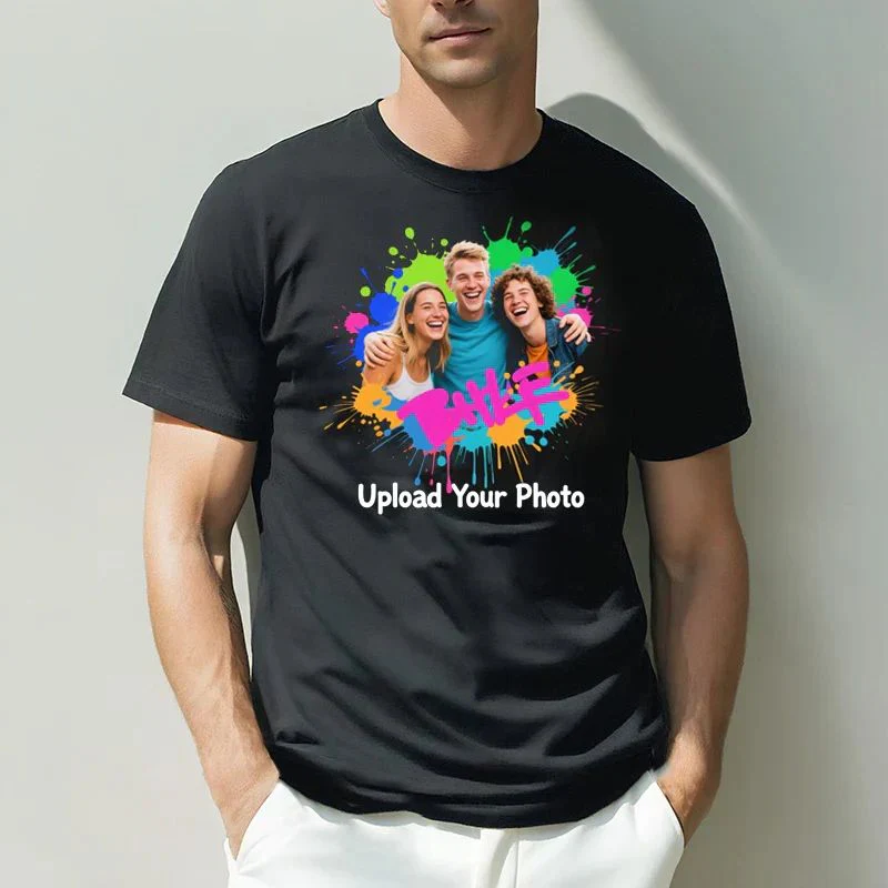 Personalized Photo T-Shirt Custom Design 230g Cotton Short Sleeve Photo Upload Wedding Men & Women All Sizes - (Must upload the image) - Image 73