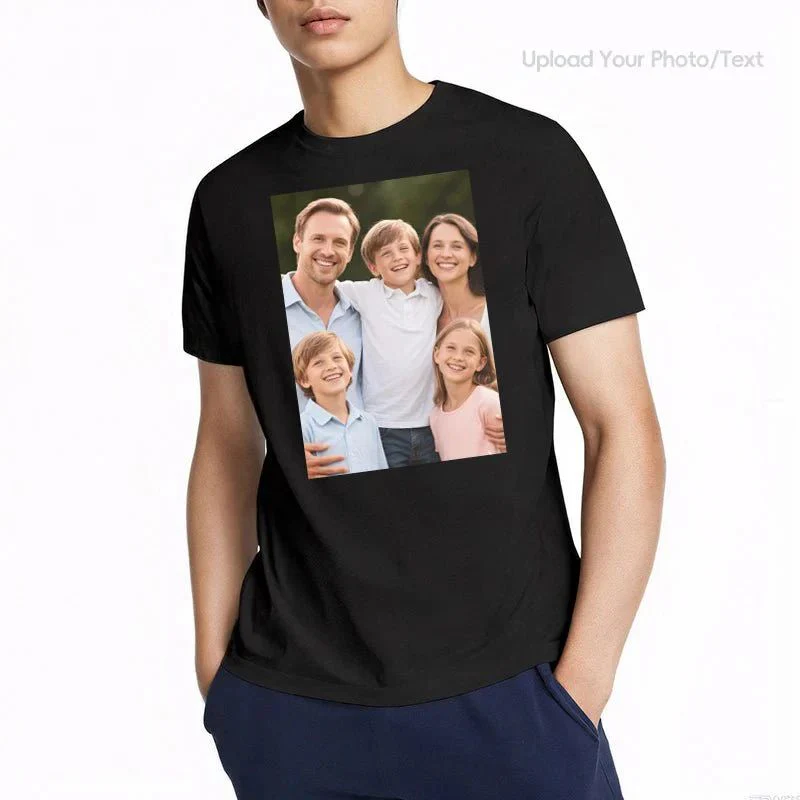 Personalized Photo T-Shirt Custom Design 230g Cotton Short Sleeve Photo Upload Wedding Men & Women All Sizes - (Must upload the image) - Image 82