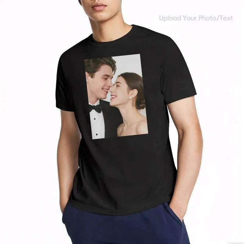 Personalized Photo T-Shirt Custom Design 230g Cotton Short Sleeve Photo Upload Wedding Men & Women All Sizes - (Must upload the image) - Image 88