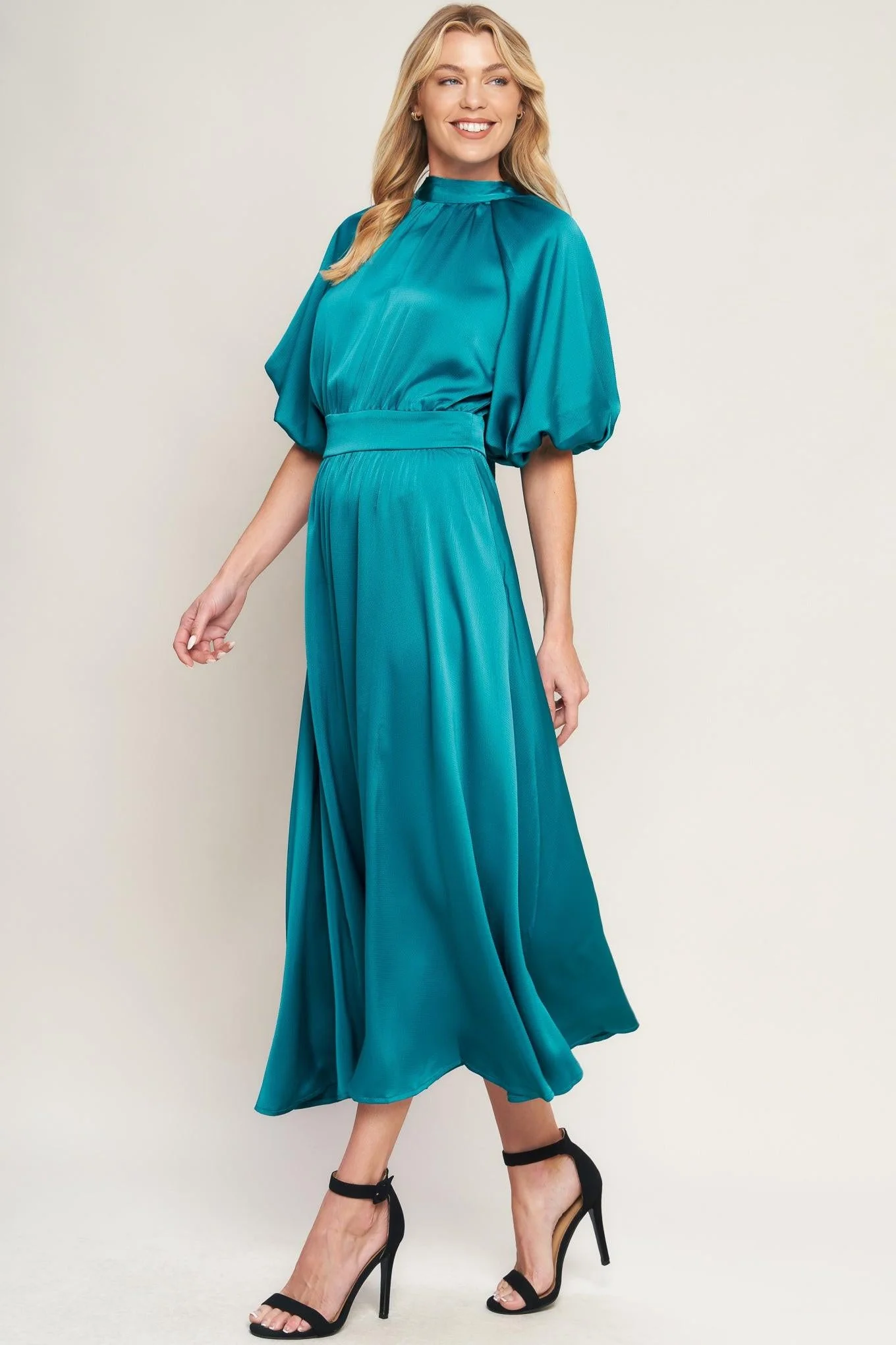 Petal Prowess Woven Midi Dress - Image 4