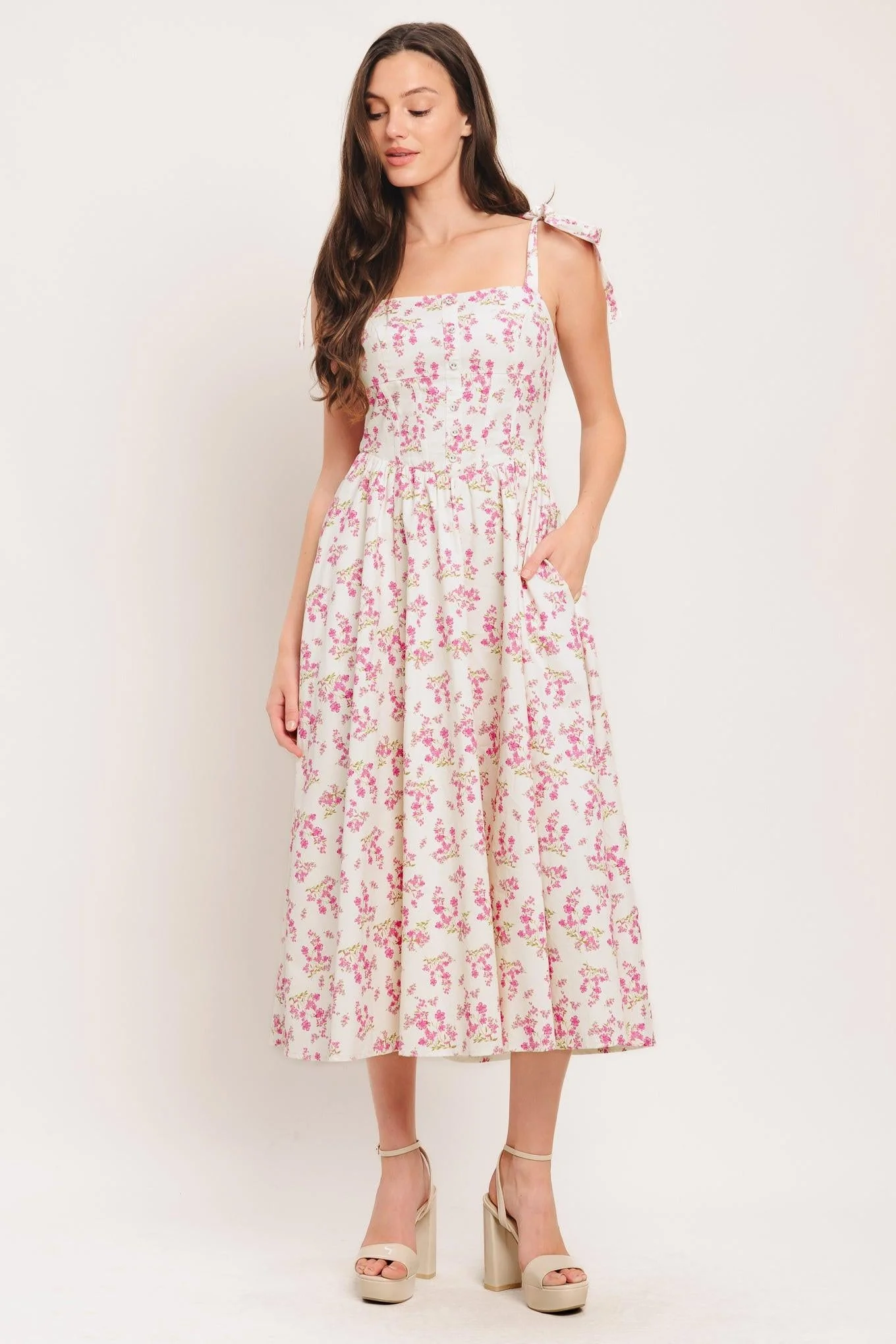Petals & Promises Woven Midi Dress - Image 2