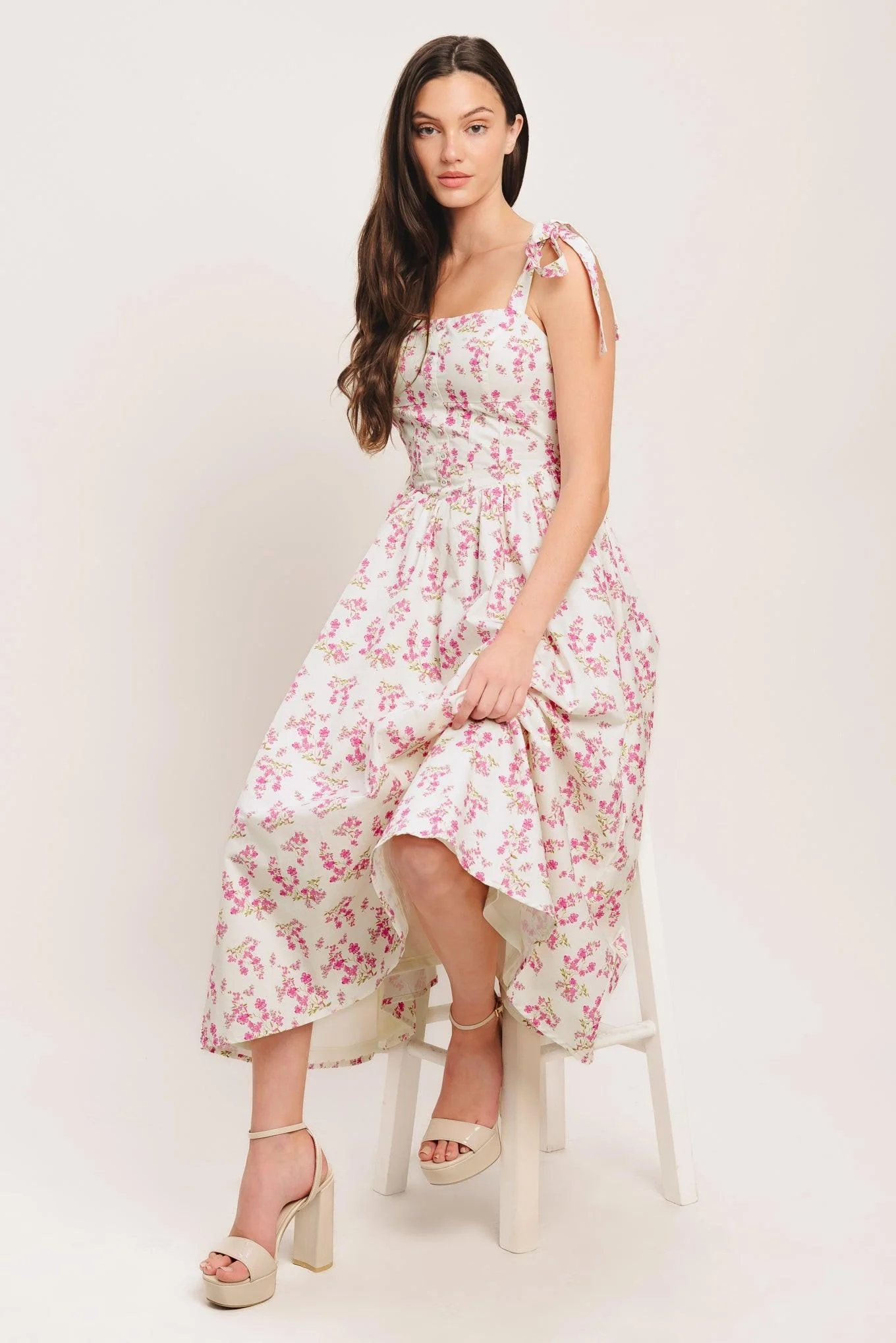 Petals & Promises Woven Midi Dress - Image 3