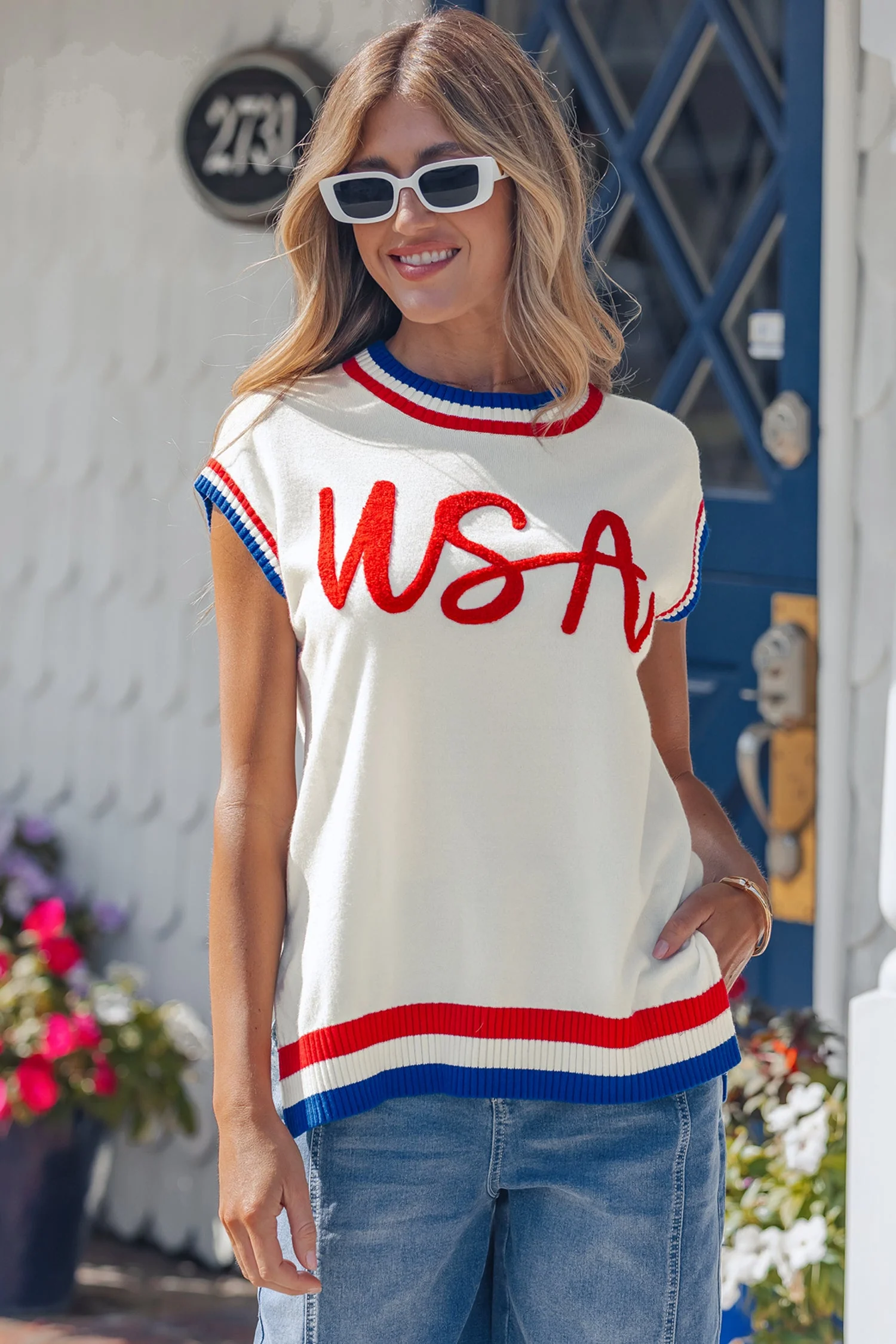 Peyton Trim Short Sleeve Sweater - Image 3