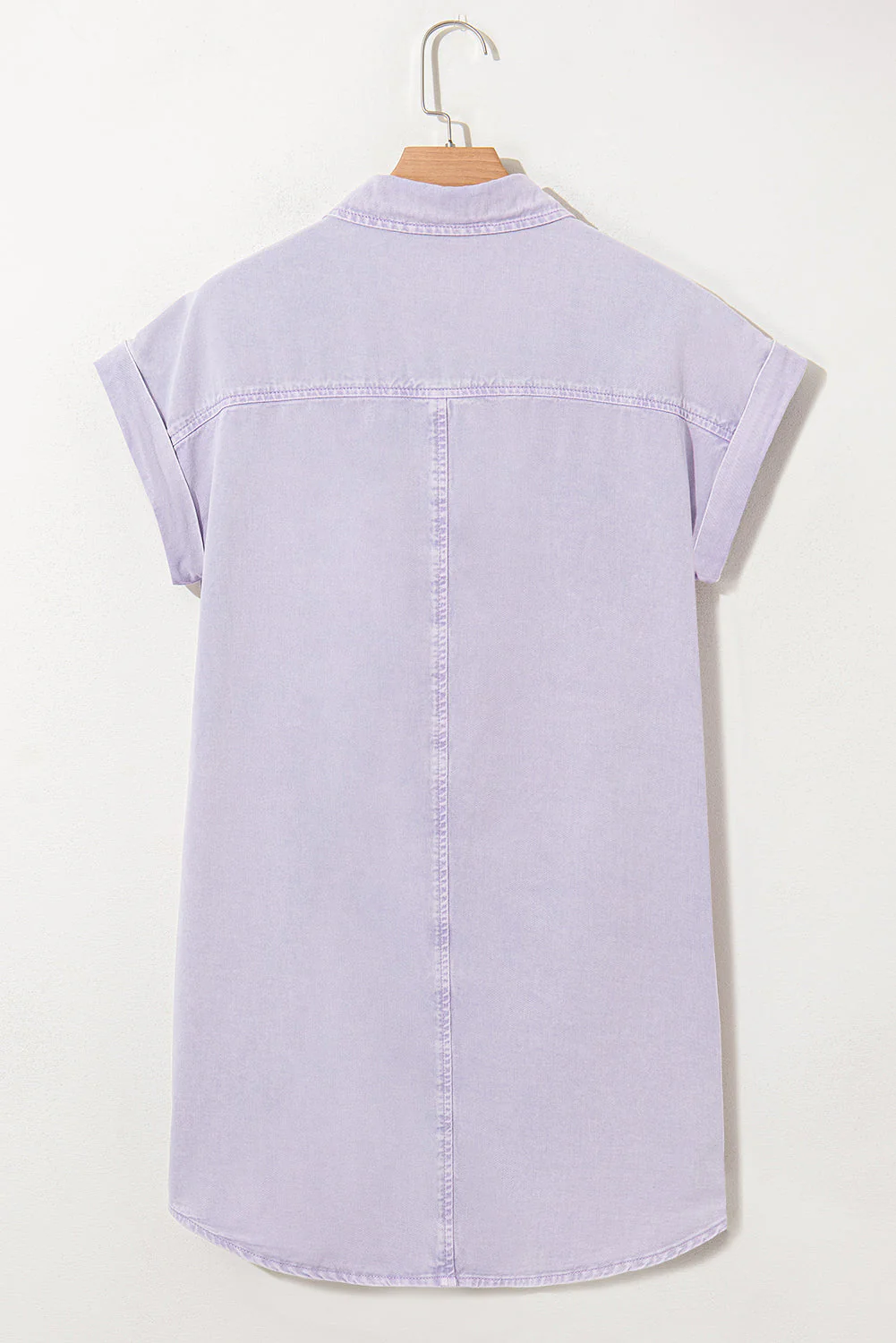 Pink Double Chest Pocket Denim Shirt Dress - Image 15