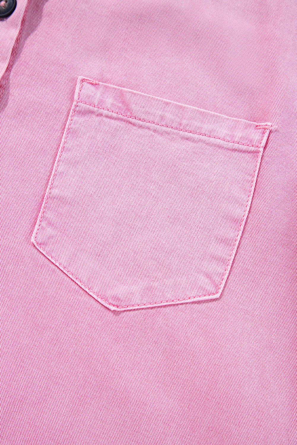 Pink Double Chest Pocket Denim Shirt Dress - Image 8