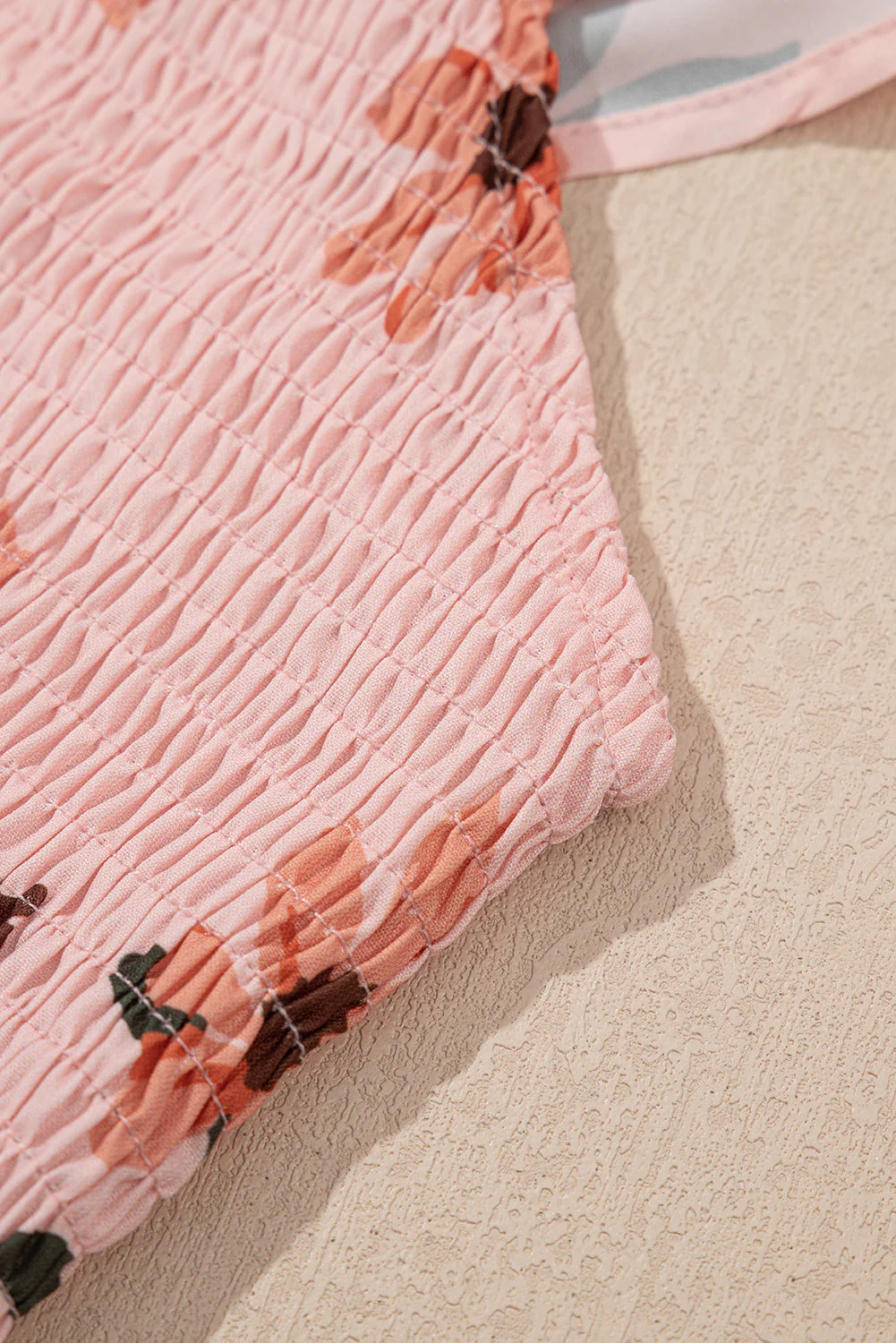 Pink Floral V Neck Smocked High Waist Ruffle Hem Maxi Dress - Image 7