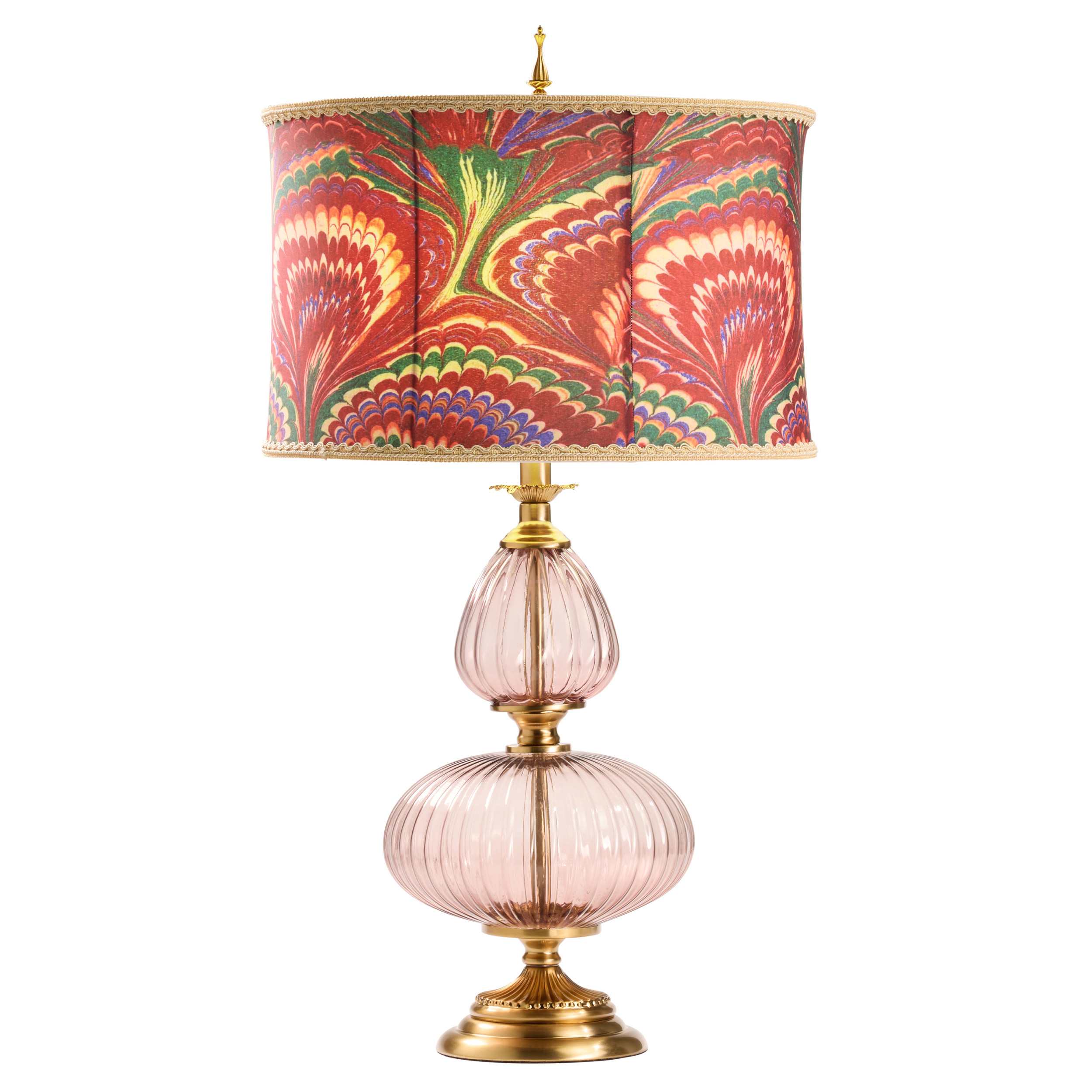 River of Goods Pink Glass and Marbled Floral Printing for the Print of the Shade