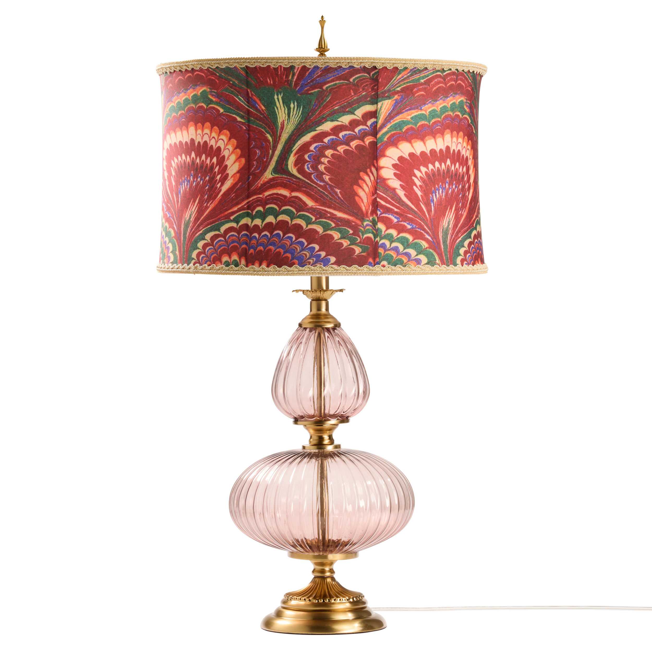 River of Goods Pink Glass and Marbled Floral Printing for the Print of the Shade - Image 6
