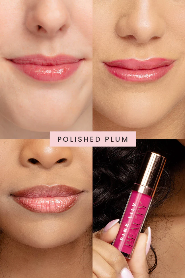 Pink Lily Beauty Blooming Gloss Tinted Lip Oil - Polished Plum - Image 3