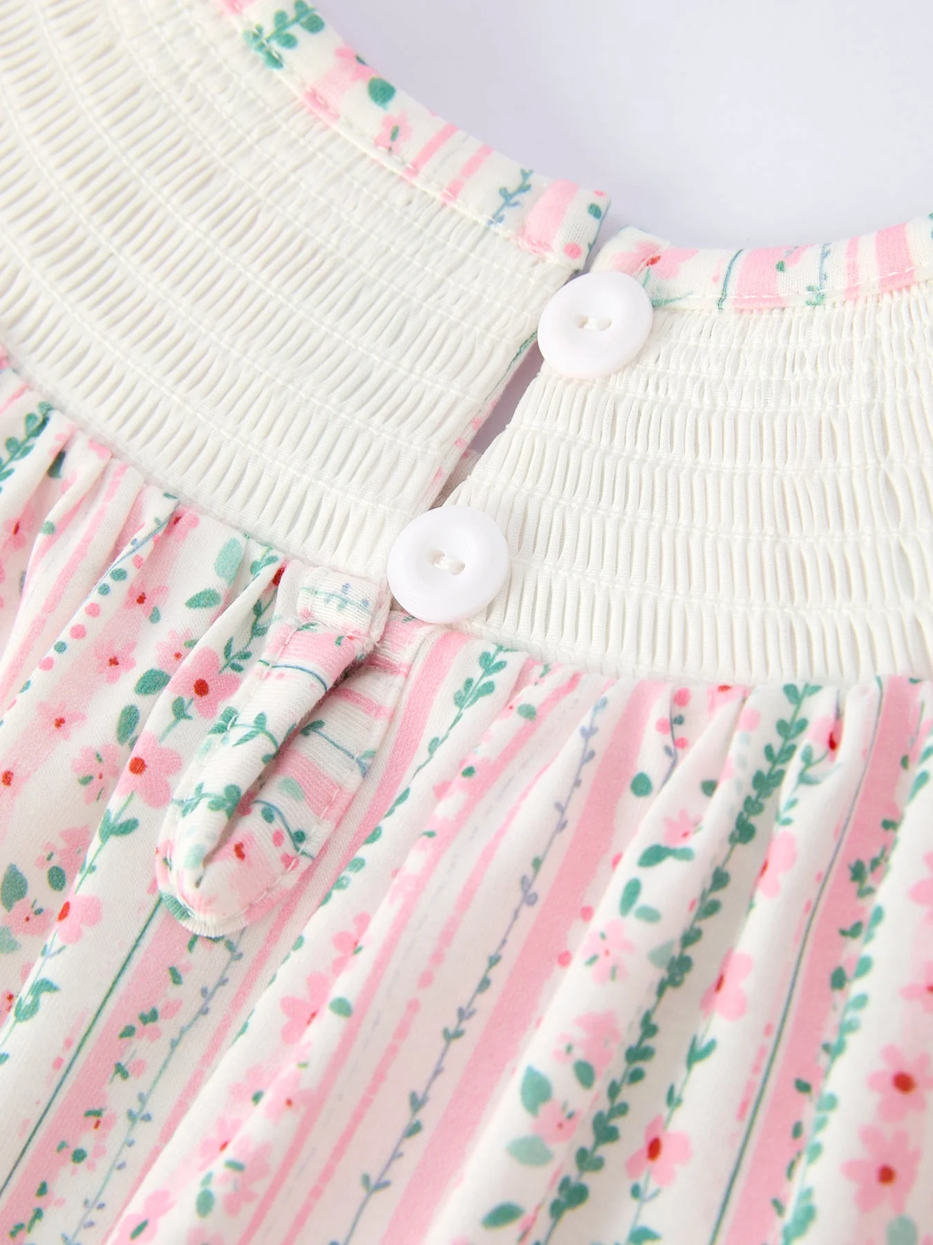 Pink Spring Floral Smocked Girl Dress - Image 5