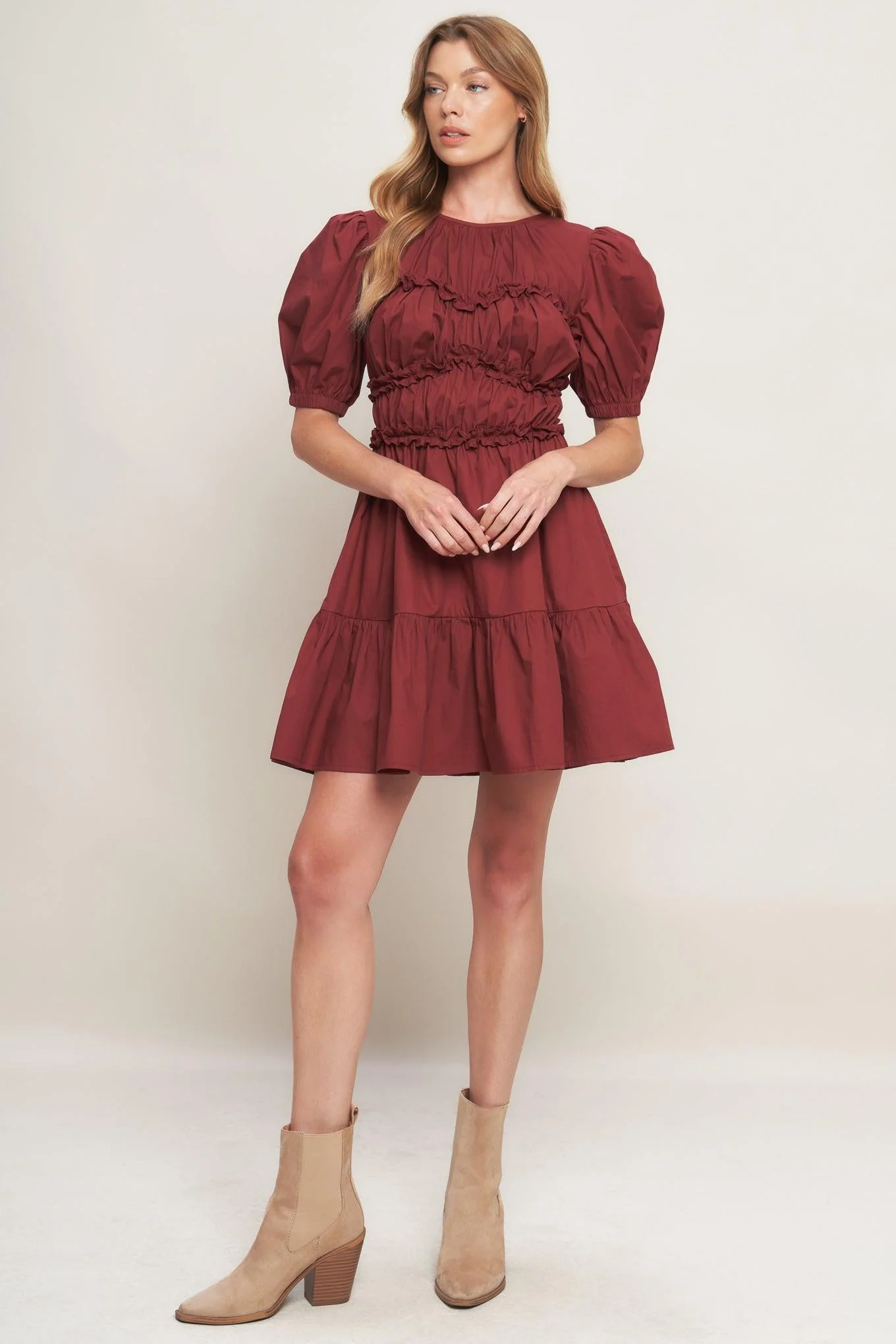 Playful Classic Woven Mini Dress - Image 3