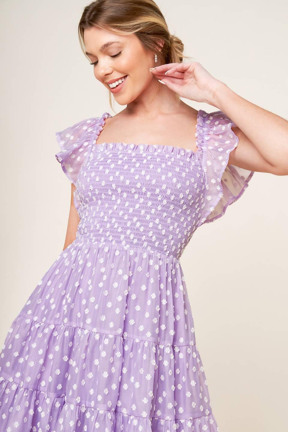Playfully Posh Lavender Woven Mini Dress - Image 4