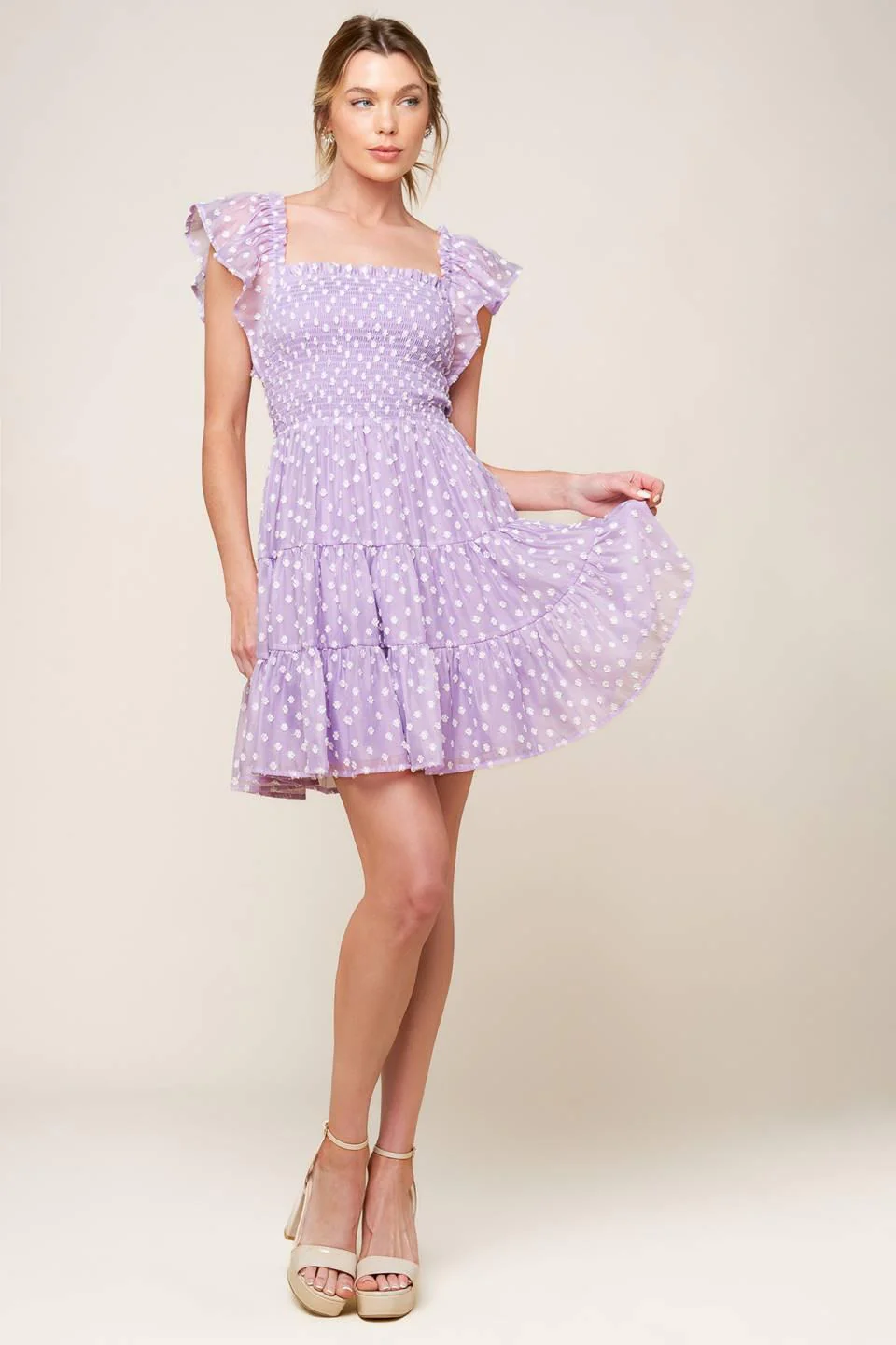 Playfully Posh Lavender Woven Mini Dress - Image 6