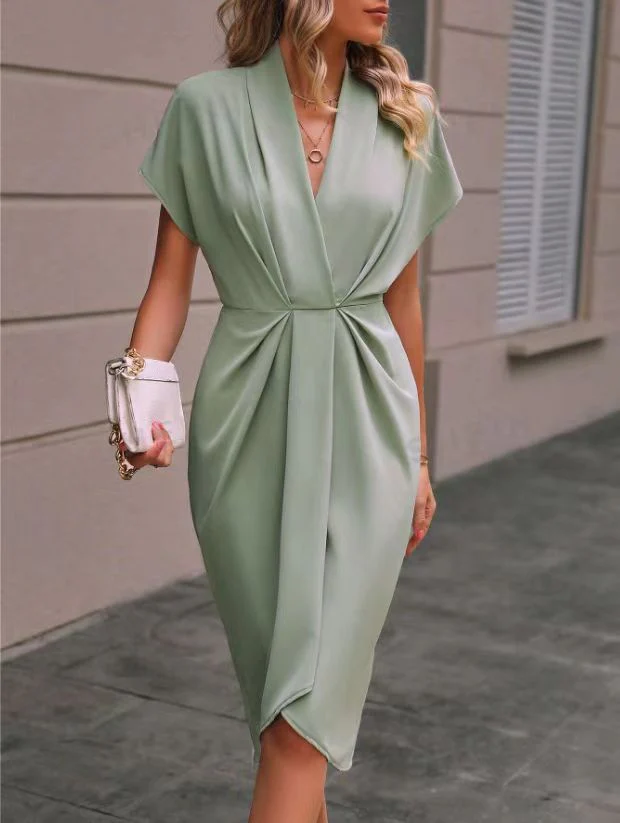 Pleated A-Line Midi Dress – V-Neck Sleeveless Summer Dress - Image 12