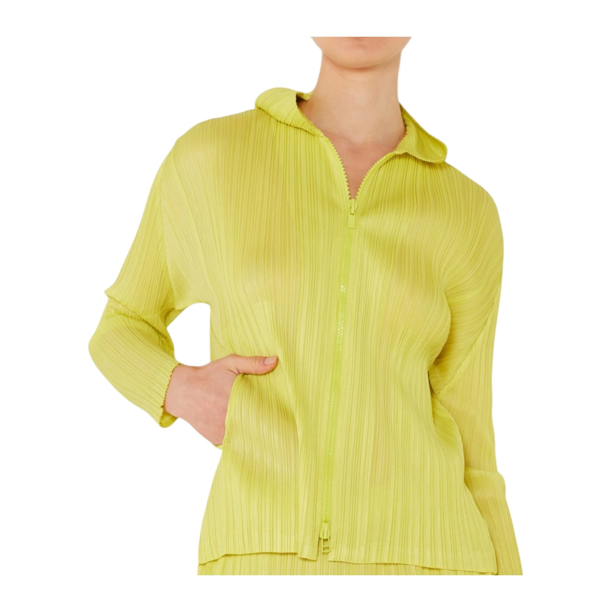 Marina West J01HD Pleated Two-Way Zipper Hooded Jacket - Image 6
