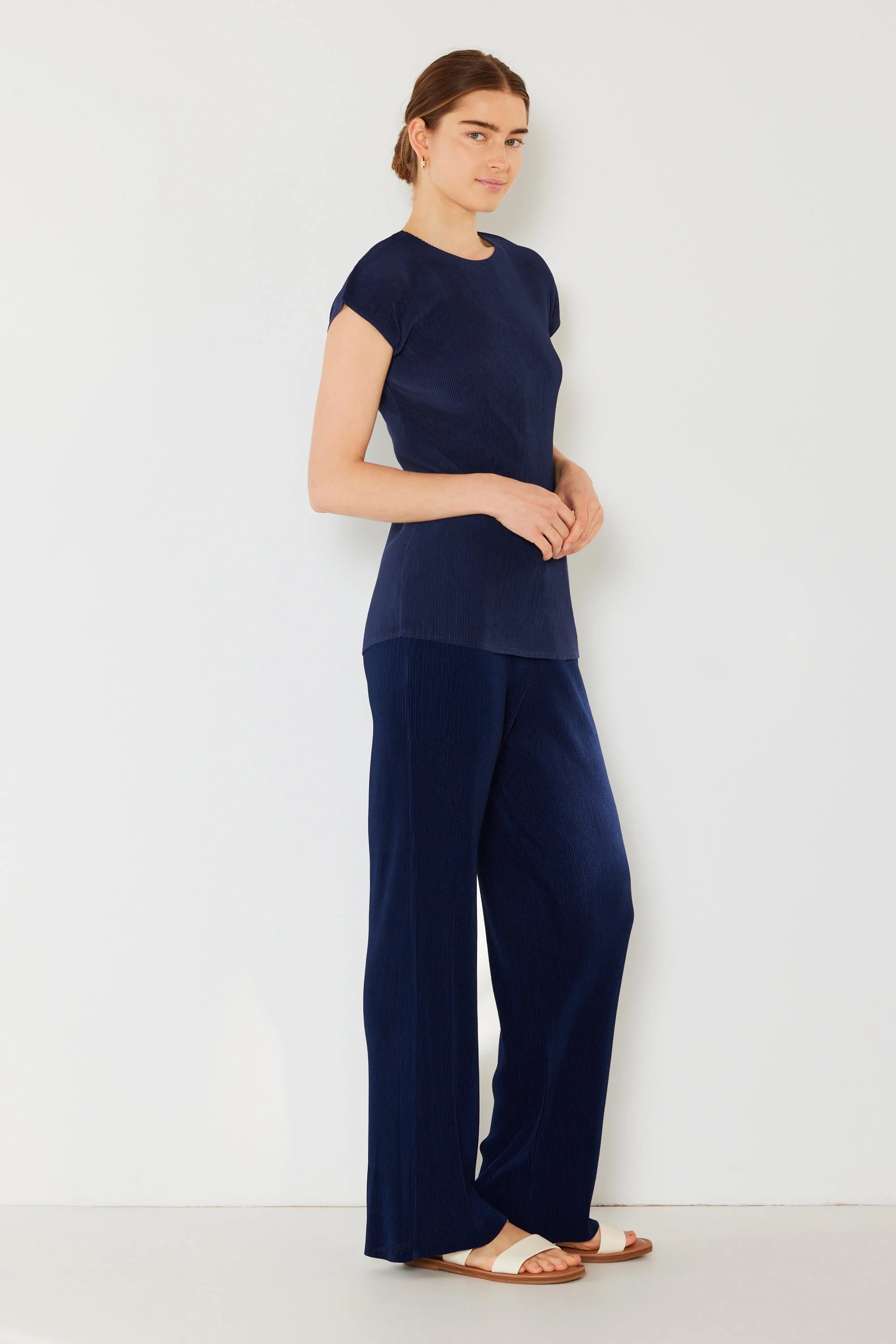 Marina West Pleated Long Pants with Slight Flare- Style#P02BL - Image 6