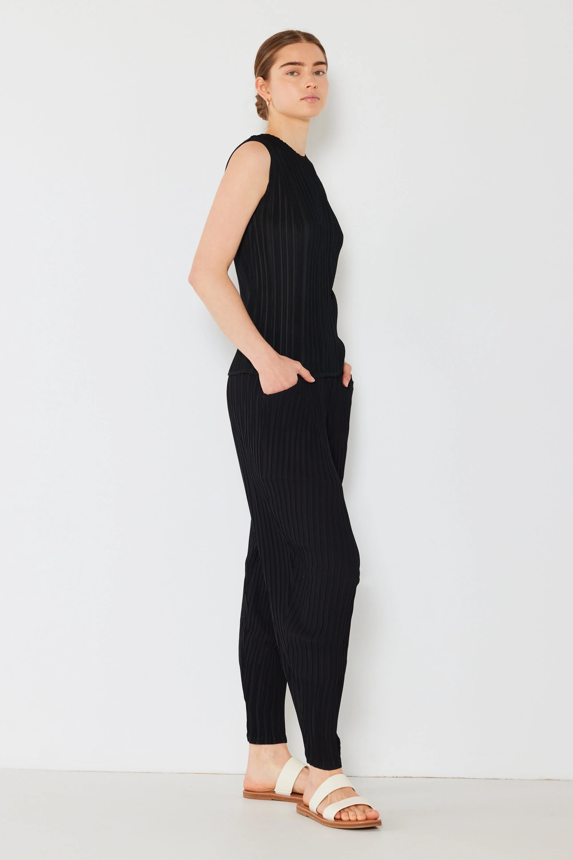 Marina West Pleated Relaxed-Fit Slight Drop Crotch Pants- Style#P04JG - Image 6