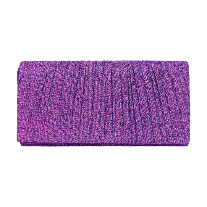 Pleated Shimmery Evening Clutch Crossbody Bag - Image 10