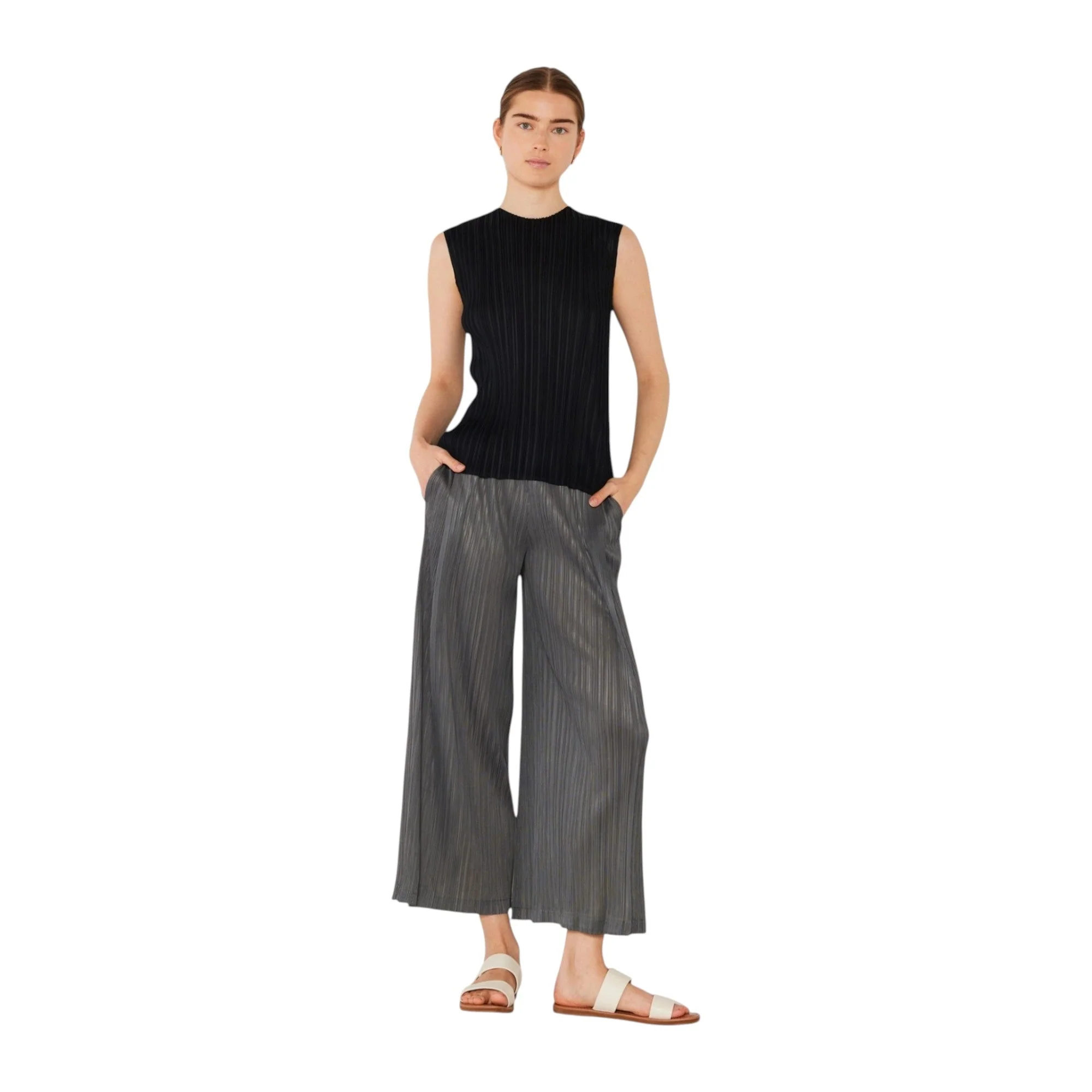 Marina West T01SL Pleated Sleeveless Tank Top - Image 4
