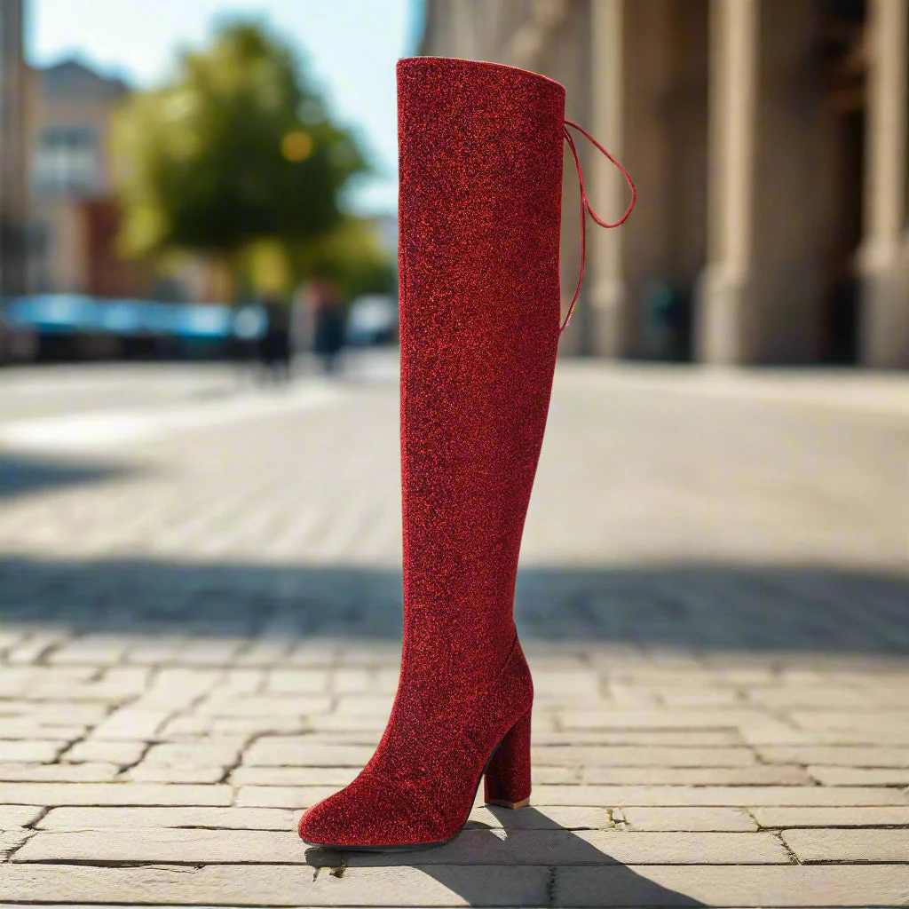 Plus-Size Over The Knee Long Boots for Women – Chunky Heel Nightclub Platform - Image 7