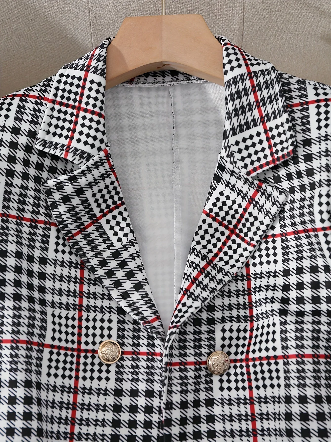 Plus Size Plaid Skirt Suit for Women – Two-Piece Blazer and High Waist Skirt Set - Image 2